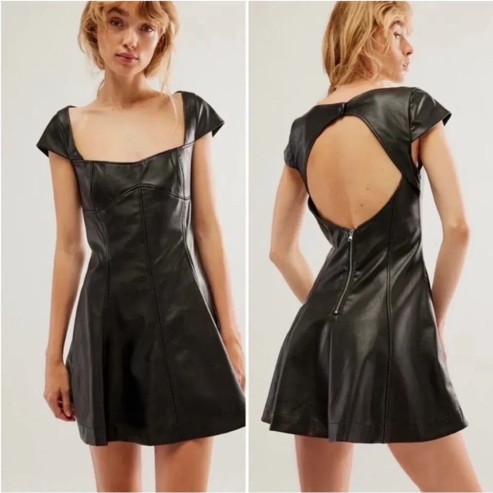 Free People Mimi Vegan Leather Mini Dress - Picture 1 of 9